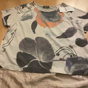 Zara floral print silk panel top